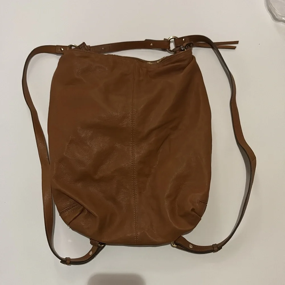 Zara Women’s Vintage Camel Brown Leather Backpack